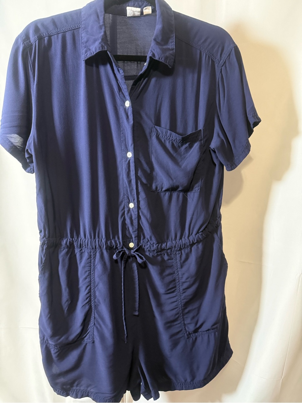 GAP Navy Short Sleeve Button Romper